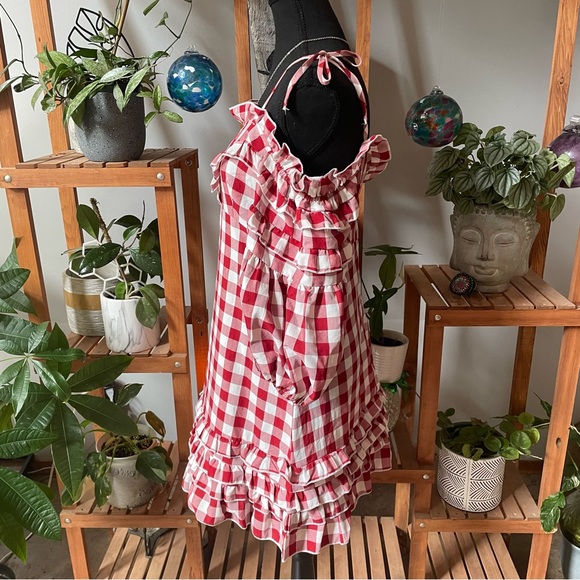 NWOT Boohoo red/white Gingham off shoulder Dress - Picture 4 of 9